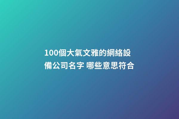 100個大氣文雅的網絡設備公司名字 哪些意思符合